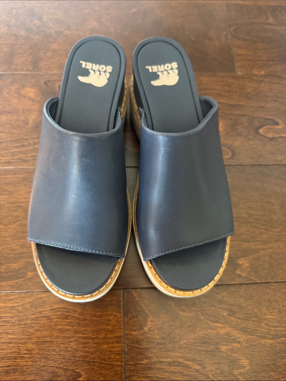 JOANIE IV SLIDE - INDIA INK - LEATHER